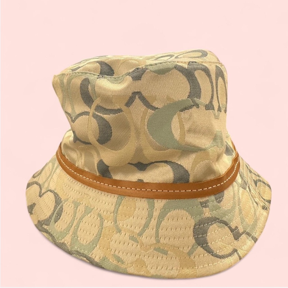 Vintage Pastel Baby Blue Coach Bucket Hat y2k